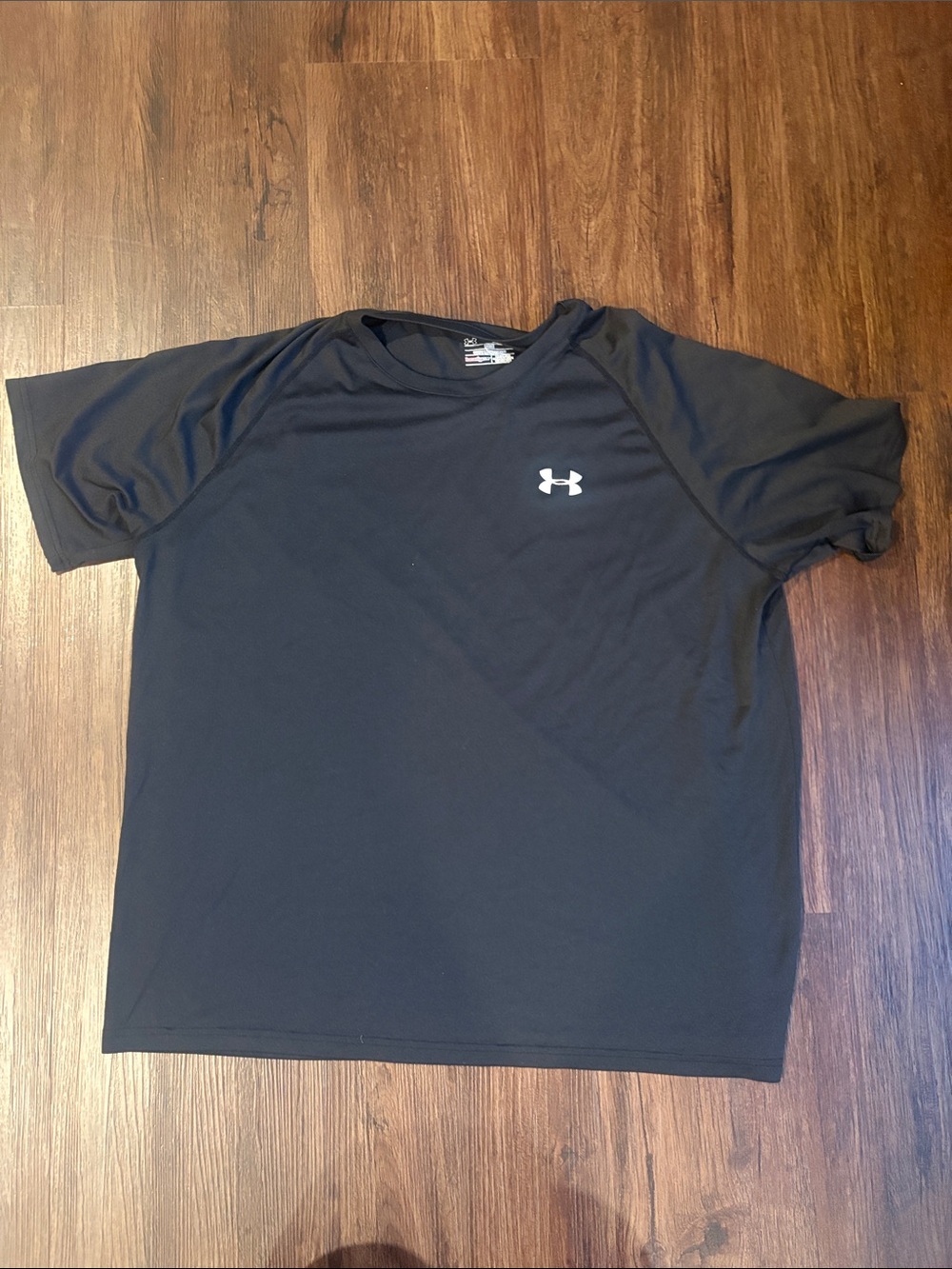 Under Armour Black Short-Sleeve Athletic Tee with White Logo